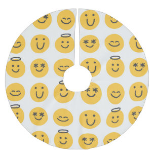 Jupon De Sapin En Polyester Brossé Motif d'emoji heureux dessiné à la main