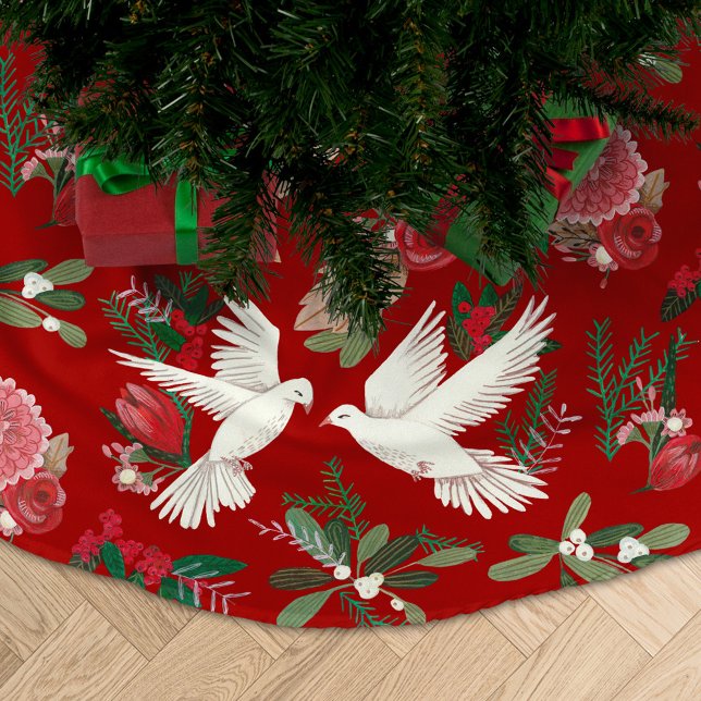 Jupon De Sapin En Polyester Brossé Motif des oiseaux de fête (Créateur téléchargé)