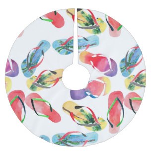 Jupon De Sapin En Polyester Brossé Motif des tongs de plage d'été