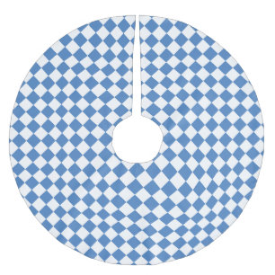 Jupon De Sapin En Polyester Brossé Motif diamant à carreaux bleu blanc