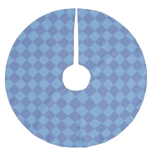 Jupon De Sapin En Polyester Brossé Motif diamant à carreaux bleus