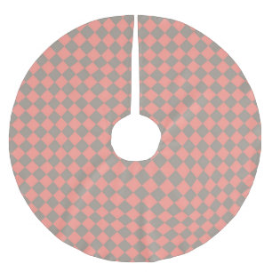 Jupon De Sapin En Polyester Brossé Motif diamant à carreaux gris corail