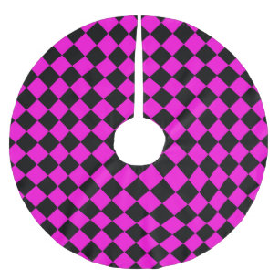 Jupon De Sapin En Polyester Brossé Motif diamant à carreaux rose et noir