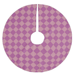 Jupon De Sapin En Polyester Brossé Motif diamant à carreaux rose violet