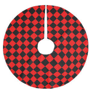 Jupon De Sapin En Polyester Brossé Motif diamant Red Black Checker