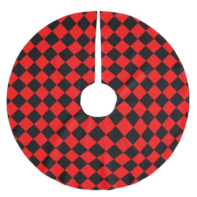 Jupon De Sapin En Polyester Brossé Motif diamant Red Black Checker (Devant)