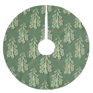 Jupon De Sapin En Polyester Brossé Motif d'illustration des arbres de Noël