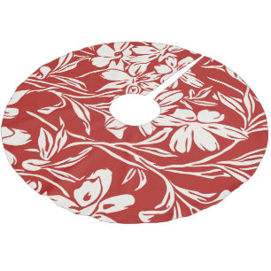Jupon De Sapin En Polyester Brossé Motif d'illustration florale abstraite rouge éléga