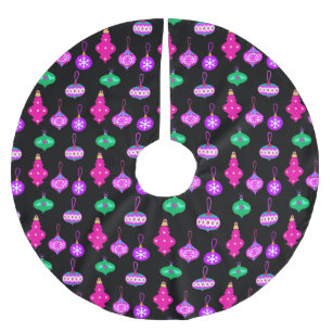 Jupon De Sapin En Polyester Brossé Motif d'ornement antique en rose, Turquoise et noi