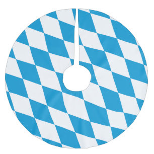 Jupon De Sapin En Polyester Brossé Motif Drapeau Diamant Bavière bleu et blanc