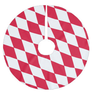 Jupon De Sapin En Polyester Brossé Motif du drapeau diamant de Bavière rouge et blanc