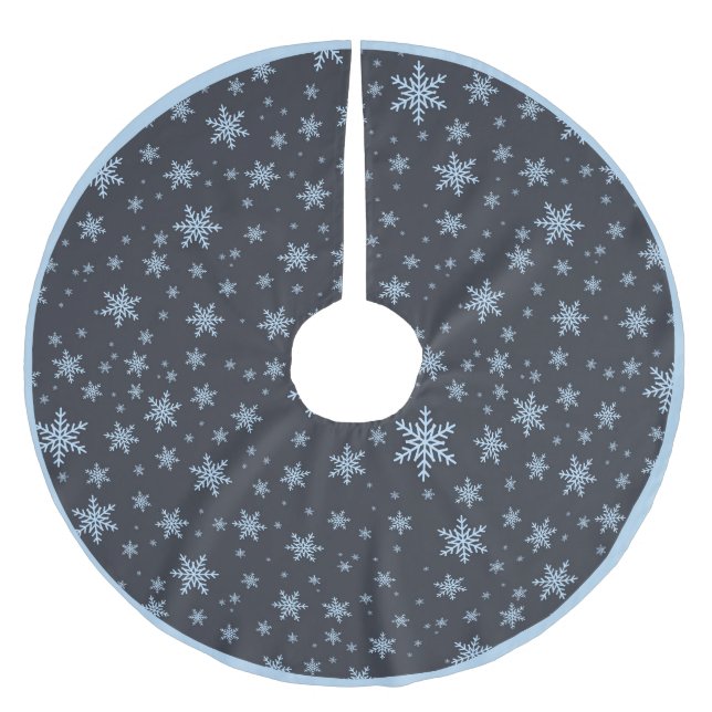 Jupon De Sapin En Polyester Brossé Motif élégant Blue White Snowflake (Devant)