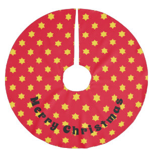 Jupon De Sapin En Polyester Brossé Motif étoile jaune