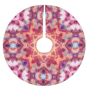Jupon De Sapin En Polyester Brossé Motif Festif Red Maximalist Christmas Star