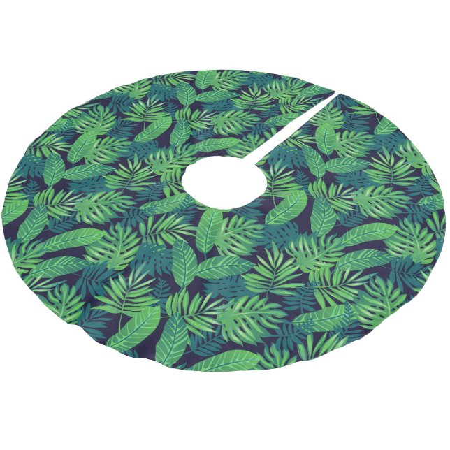 Jupon De Sapin En Polyester Brossé Motif Feuille tropical (Angle)