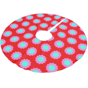 Jupon De Sapin En Polyester Brossé Motif fleur pop rétro rouge style mod des années 6