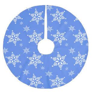 Jupon De Sapin En Polyester Brossé Motif Flocon de Neige, Flocons de Neige Blancs, Ne