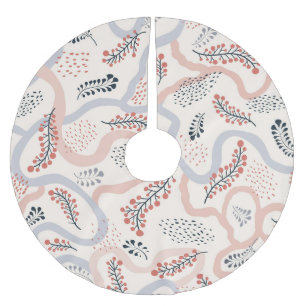 Jupon De Sapin En Polyester Brossé Motif floral artistique, décoration d'automne orne
