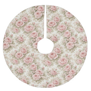 Jupon De Sapin En Polyester Brossé Motif floral transparent de rose vintage élégant