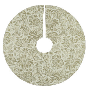 Jupon De Sapin En Polyester Brossé Motif Floral Vert Sage Antique Damas