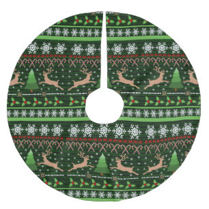 Jupon De Sapin En Polyester Brossé Motif frais de chandail de Noël