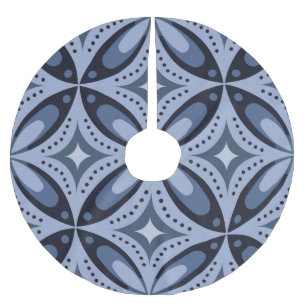 Jupon De Sapin En Polyester Brossé Motif géométrique bleu de style rétro