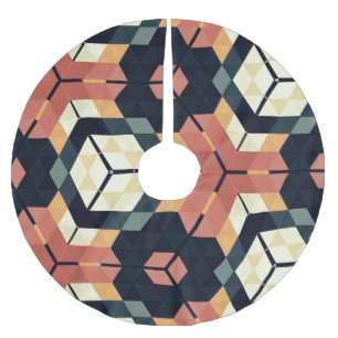 Jupon De Sapin En Polyester Brossé Motif géométrique Carré Hexagon coloré