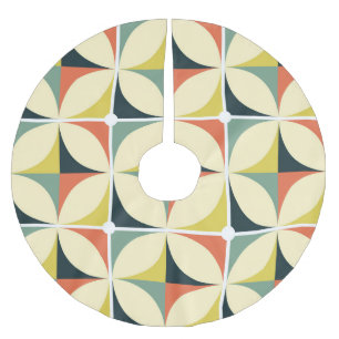Jupon De Sapin En Polyester Brossé Motif géométrique des années 70 rétro.