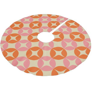 Jupon De Sapin En Polyester Brossé Motif géométrique Mod Rose orange Mid Century