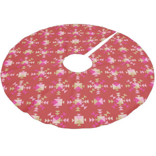 Jupon De Sapin En Polyester Brossé Motif géométrique moderne de formes en rouge vif