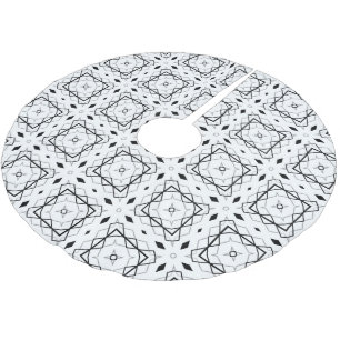 Jupon De Sapin En Polyester Brossé Motif géométrique noir et argent blanc