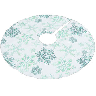 Jupon De Sapin En Polyester Brossé Motif Green Snowflake