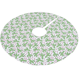 Jupon De Sapin En Polyester Brossé Motif illustré de cactus et de fleurs roses