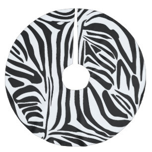 Jupon De Sapin En Polyester Brossé Motif Imprimé Zèbre Noir et Blanc Audacieux