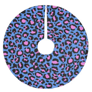 Jupon De Sapin En Polyester Brossé Motif léopard en framboise sur bleu électrique