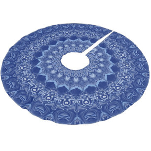 Jupon De Sapin En Polyester Brossé Motif Mandala Bleu avec Symétrie en Explosion Stel