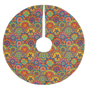 Jupon De Sapin En Polyester Brossé Motif mandala coloré rétro funky