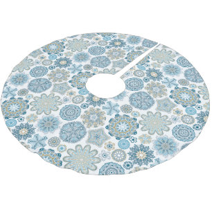 Jupon De Sapin En Polyester Brossé Motif mandala floral flocons de neige Chic Festif