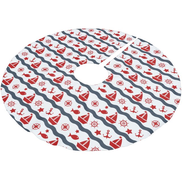 Jupon De Sapin En Polyester Brossé Motif maritime mignon (Angle)