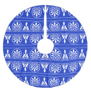 Jupon De Sapin En Polyester Brossé Motif méditerranéen grec Arabesque bleu