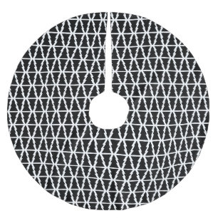 Jupon De Sapin En Polyester Brossé Motif minimaliste d'arbre de Noël noir et blanc