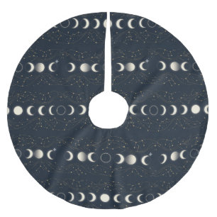 Jupon De Sapin En Polyester Brossé Motif minimaliste des phases lunaires avec des éto