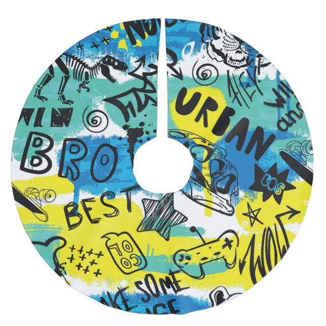 Jupon De Sapin En Polyester Brossé Motif Monster Hand Drawn Kids (Devant)