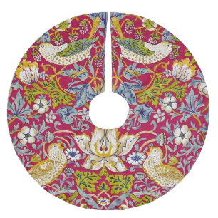 Jupon De Sapin En Polyester Brossé Motif Morris Fond Rouge Voleur de Fraises