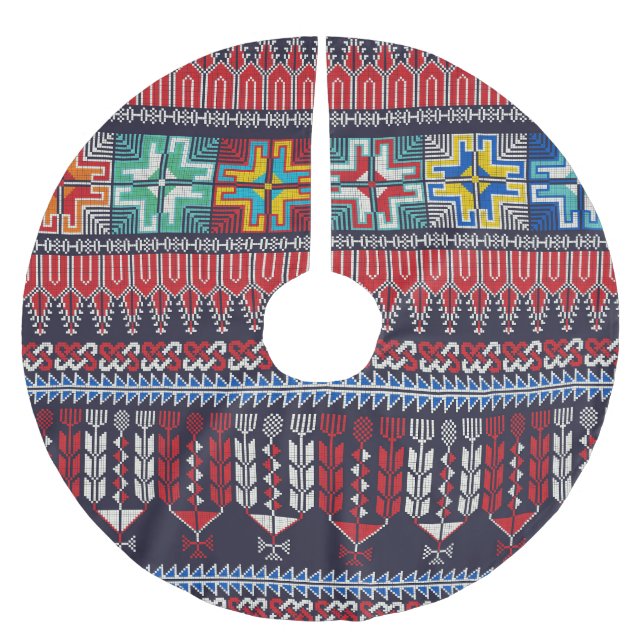 Jupon De Sapin En Polyester Brossé Motif Motif Palestinien Broderie. (Devant)