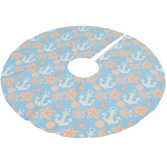 Jupon De Sapin En Polyester Brossé Motif nautique en pastel (Angle)