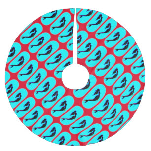 Jupon De Sapin En Polyester Brossé motif noir de natation de sirènes