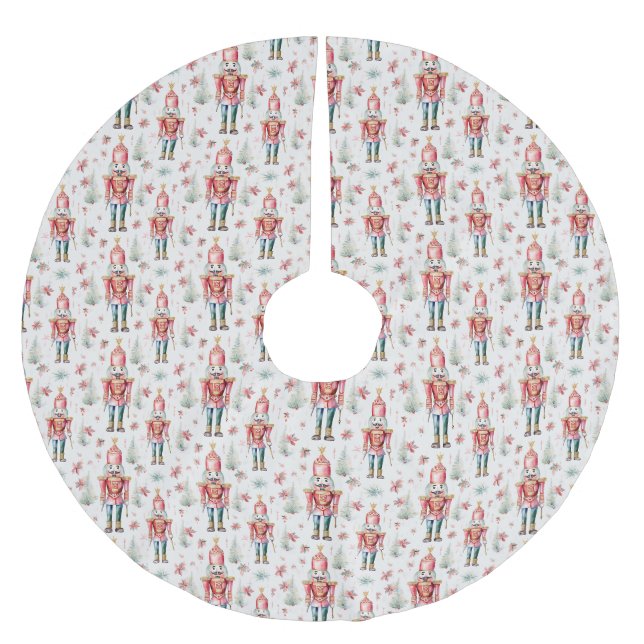 Jupon De Sapin En Polyester Brossé Motif Nutcracker de Noël (Devant)