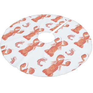 Jupon De Sapin En Polyester Brossé Motif peint à l'aquarelle de crustacé homard