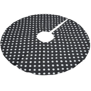 Jupon De Sapin En Polyester Brossé Motif Pois noir blanc